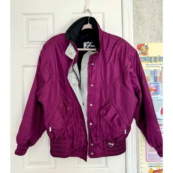 Vintage Tyrolia Skiwear Size 14 Women’s Purple Nylon Jacket Ski Winter - Picture 2 of 9